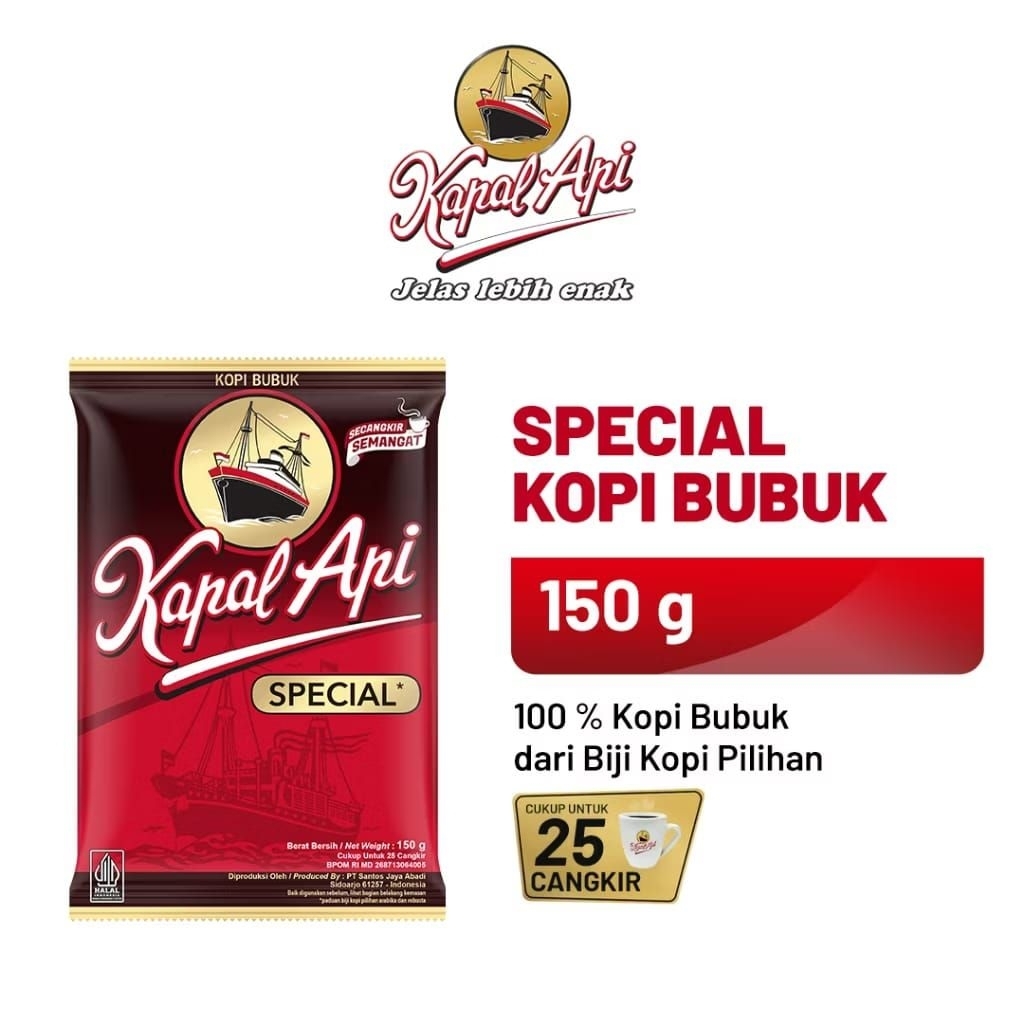 

Kopi Bubuk Kapal Api Special 150gr Tanpa Gula