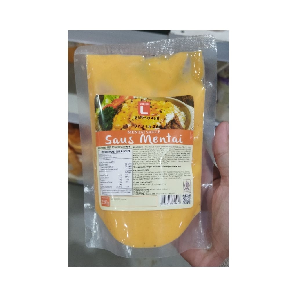 

CHOICE L SAUS MENTAI 250GR ISI 3 PCS EXP FEBRUARI 2026