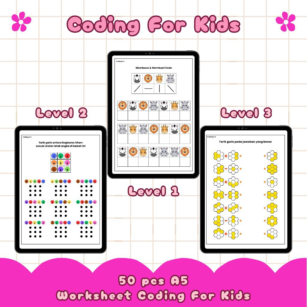 

Lembar Coding Anak TK SD Isi 50 Lembar HVS Ukuran A5