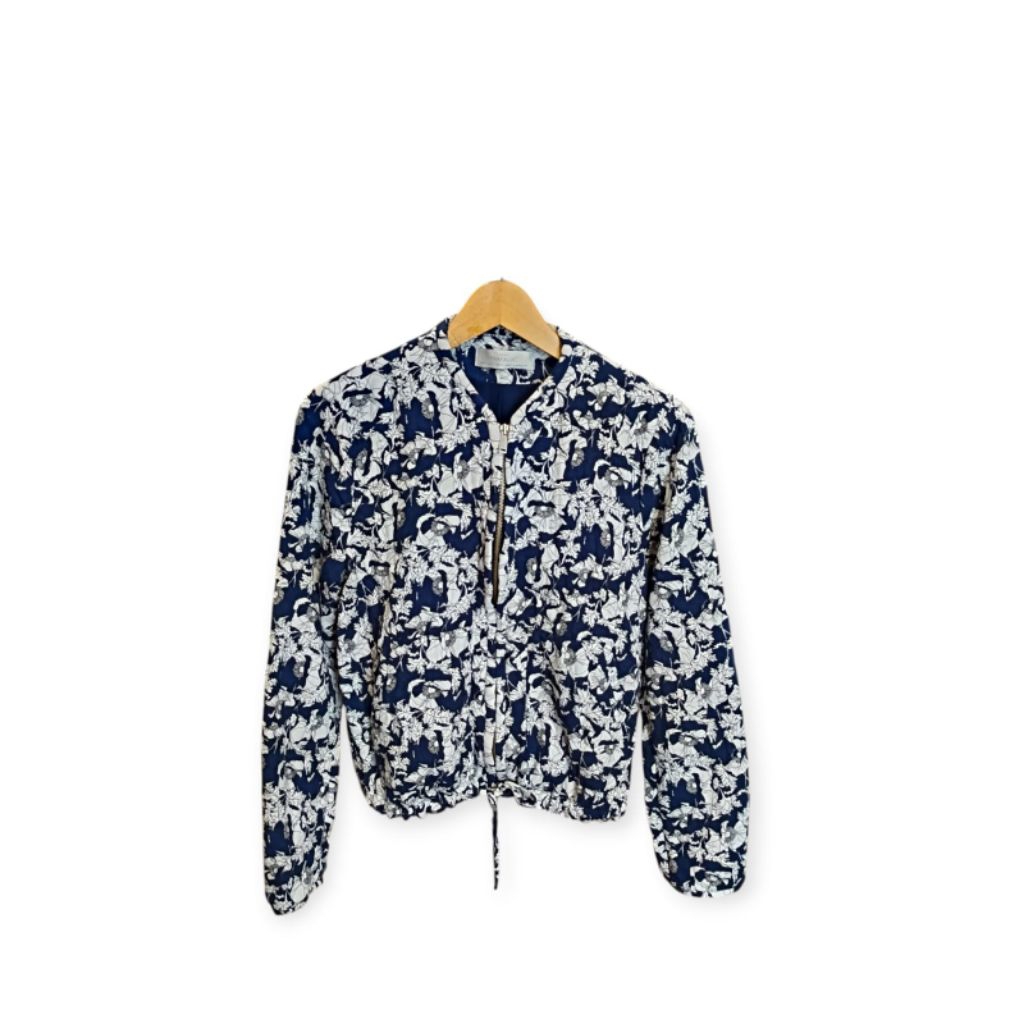 Zara Trafaluc Navy & White Floral Jacket
