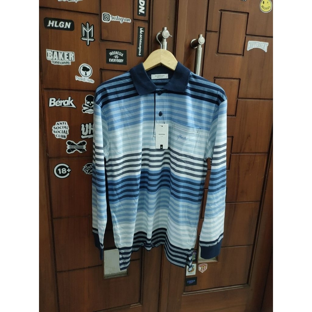 Kaos Polo Pria Hassenda UK L Lengan Panjang, Motif A, 100%Original&Murah