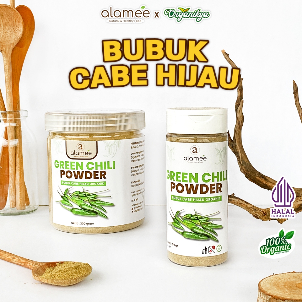 

ALAMEE Bubuk Cabe Hijau Green Chili Seasoning Powder Bumbu Masakan Dapur Murni 200gr organikya