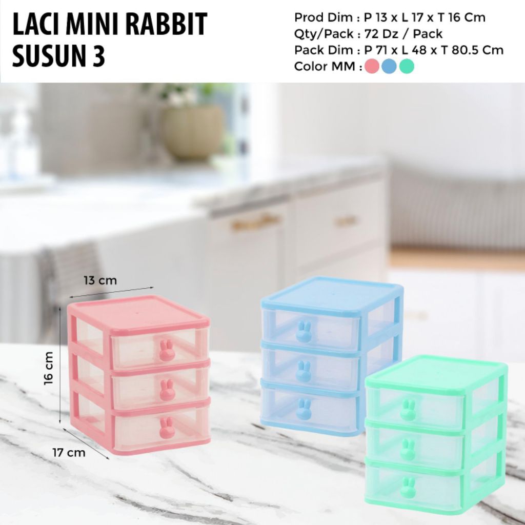laci mini rabbit susun 3 - laci mini plastik