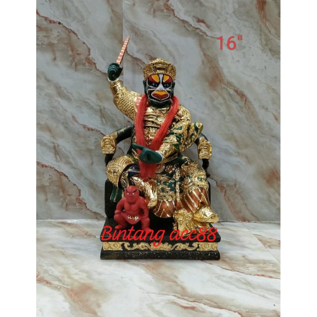 patung dewa 7 ong / cit hu ong ya -hijau - fiber - 16inch
