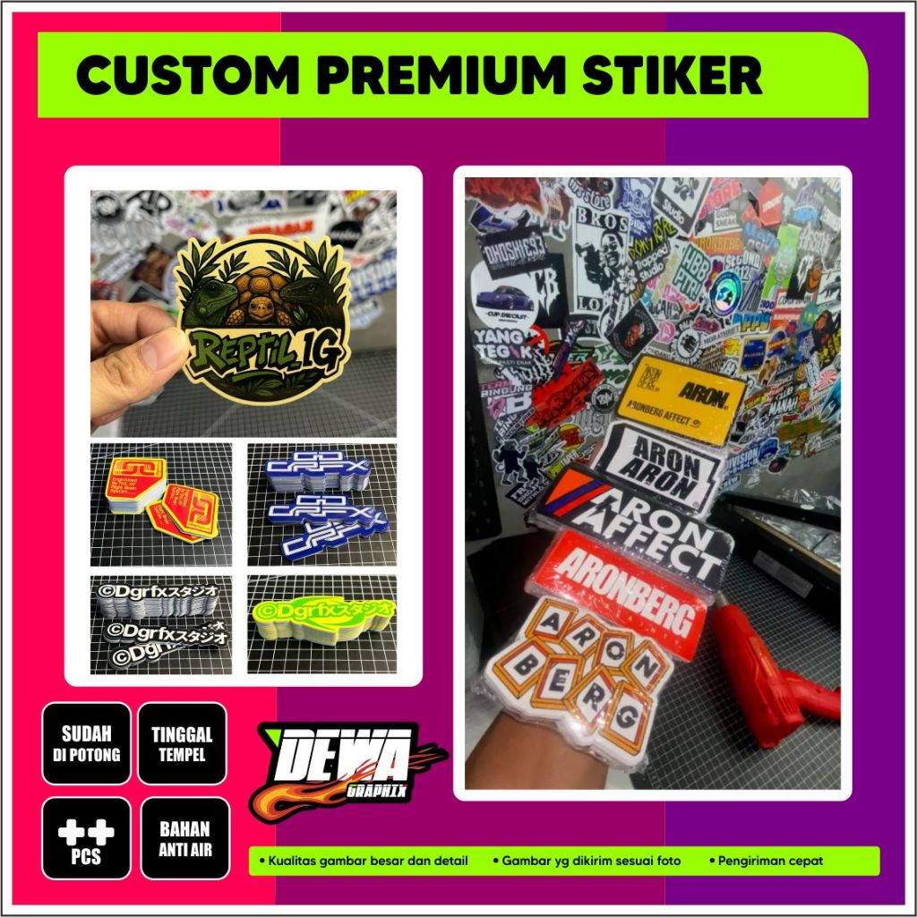 

Stiker brand Custom distro bahan Graftac tebal tahan air hypebeast sticker per plano media promosi