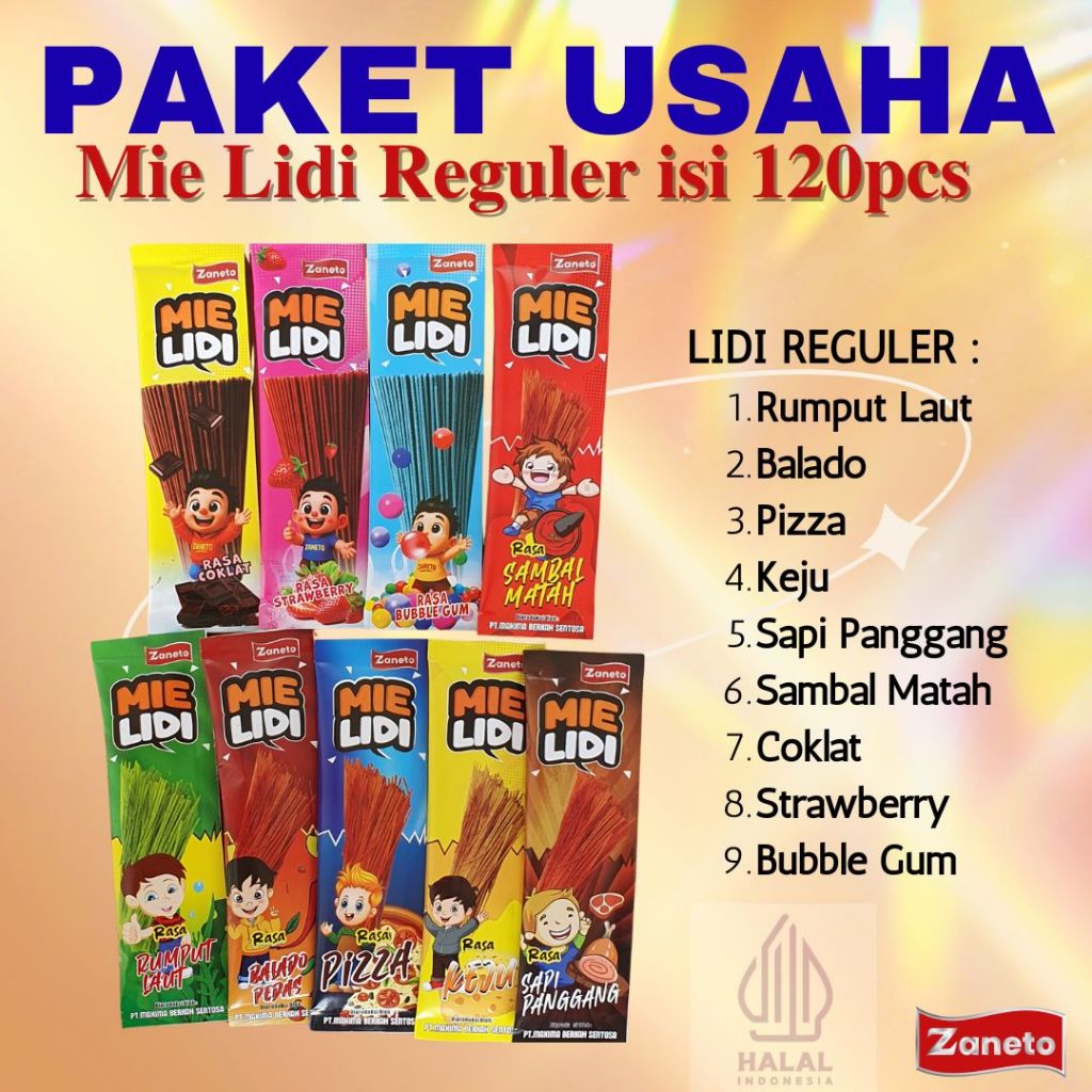 

Paket Usaha Mie Lidi Isi 120pcs - Eceran 1000 - Rasa Gurih/Pedas/Manis/Mix