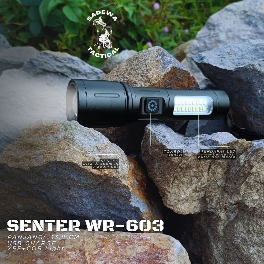 Senter / Senter lampu pertahanan diri / Senter box hijau / Senter multifungsi / Senter WR-603 / XPE+