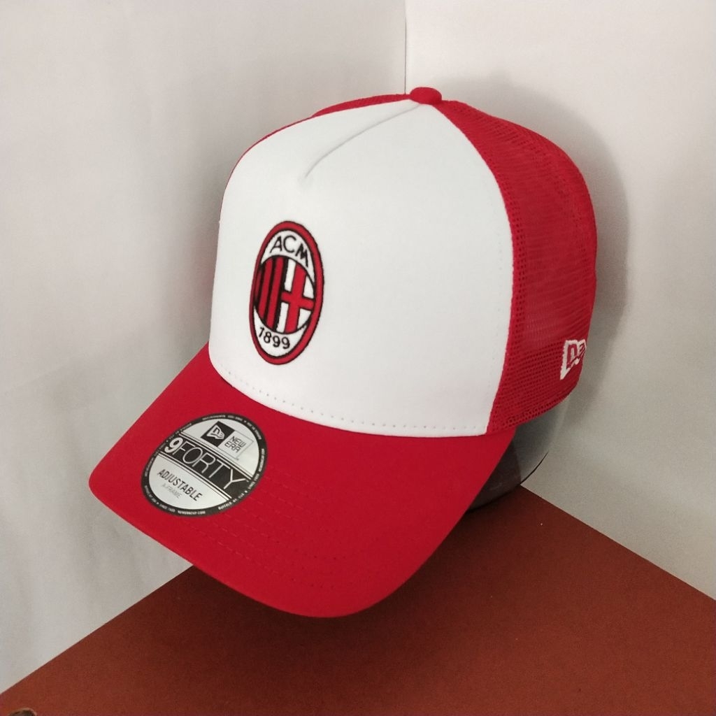 Topi New Era Original 100% 9Forty E-Frame Trucker Core AC Milan Red/White New