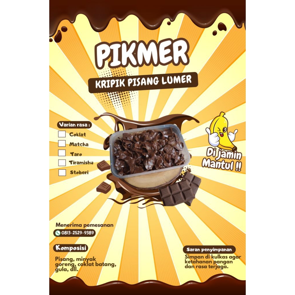 

keripik pisang coklat lumer renyah aneka rasa 180gram box 500ml