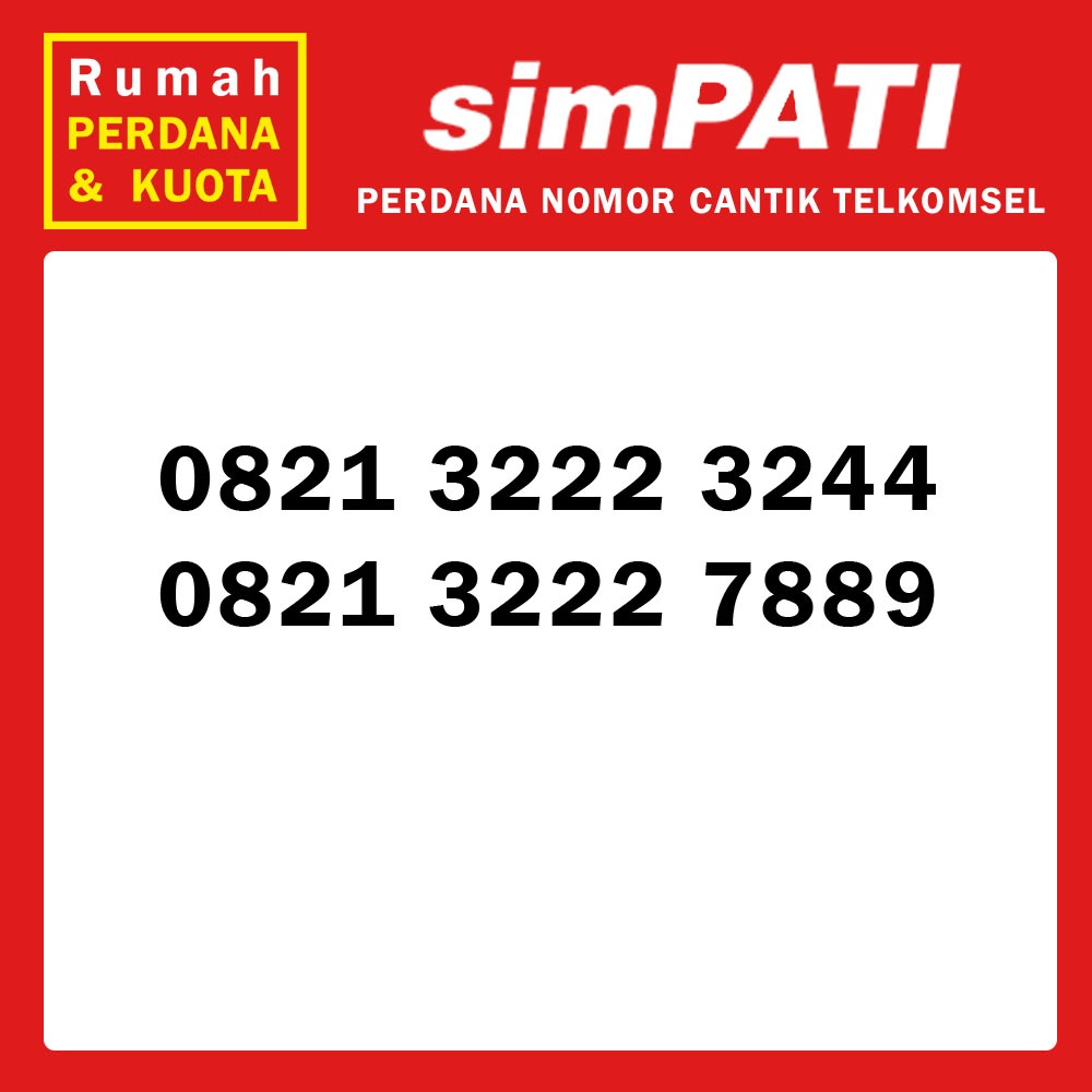 Perdana nomor cantik Telkomsel Simpati triple 0821 3222 xxxx 7