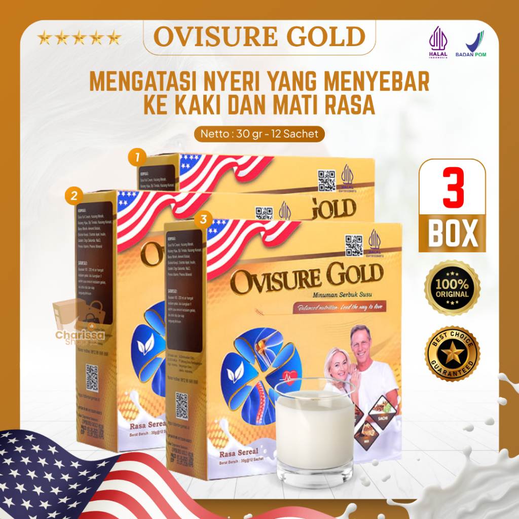 

Ovisure Gold 3 Box Susu Bubuk Kesehatan Vitamin Tulang Sendi Osteoporosis Original USA