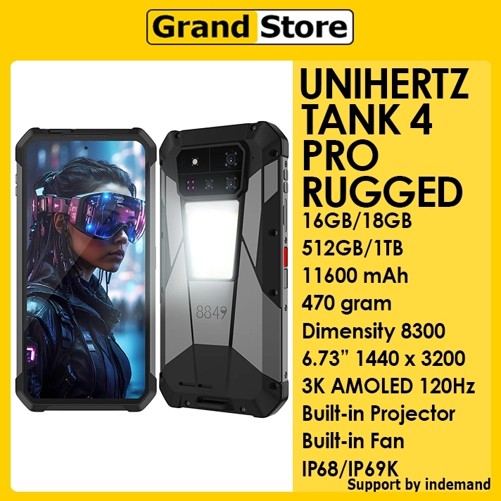 Unihertz Tank 4 Pro 5G rugged smartphone Projector built-in 16GB/18GB + 512GB/1TB 11600mAh 120W