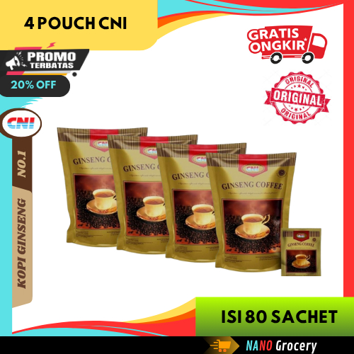 

4 Pouch CNI Ginseng Coffee 20 Sachet | Kopi Ginseng No.1 di Indonesia