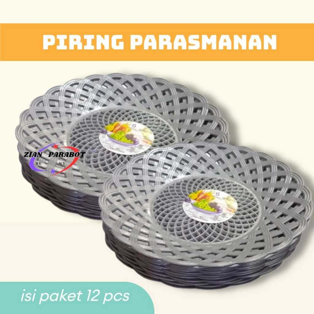 PIRING ROTAN SILVER ( ISI 12 PCS )  / PIRING MAKAN PRASMANAN PLASTIK