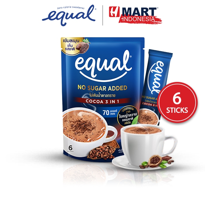 

Equal Instant Cocoa Mix Powder 3in1 - Bubuk Minuman Cokelat 90g (15g x 6 Sticks)