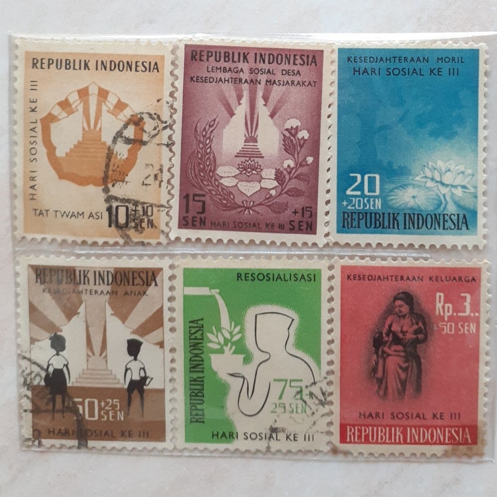 

(A) Perangko Indonesia Hari Sosial Ke III Tahun 1960 set lengkap 6pcs