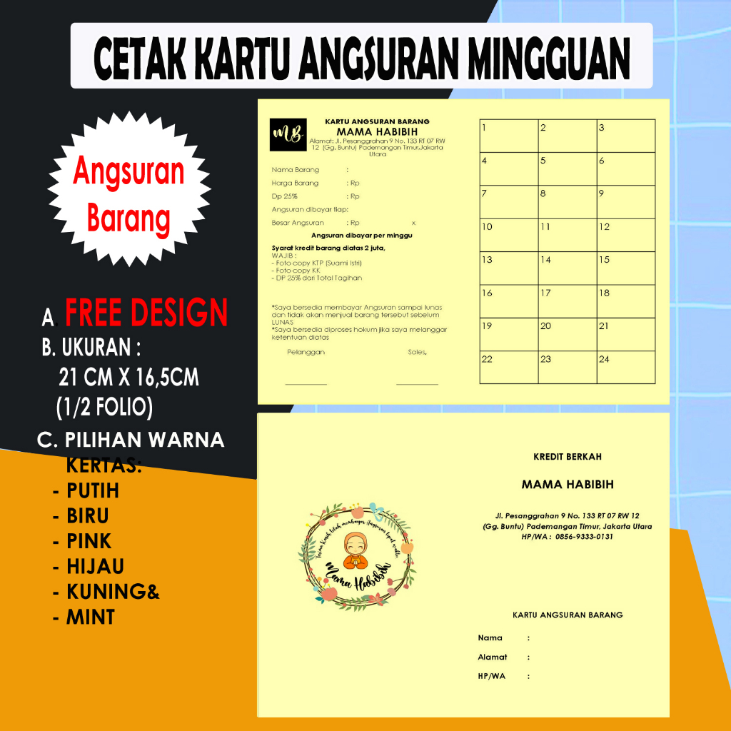 

ES88 KARTU KOME KREDIT MINGGUAN/KARTU ANGSURAN/KARTU ANGSURAN BARANG/KARTU CICILAN/KARTU PEMBAYARAN BARANG