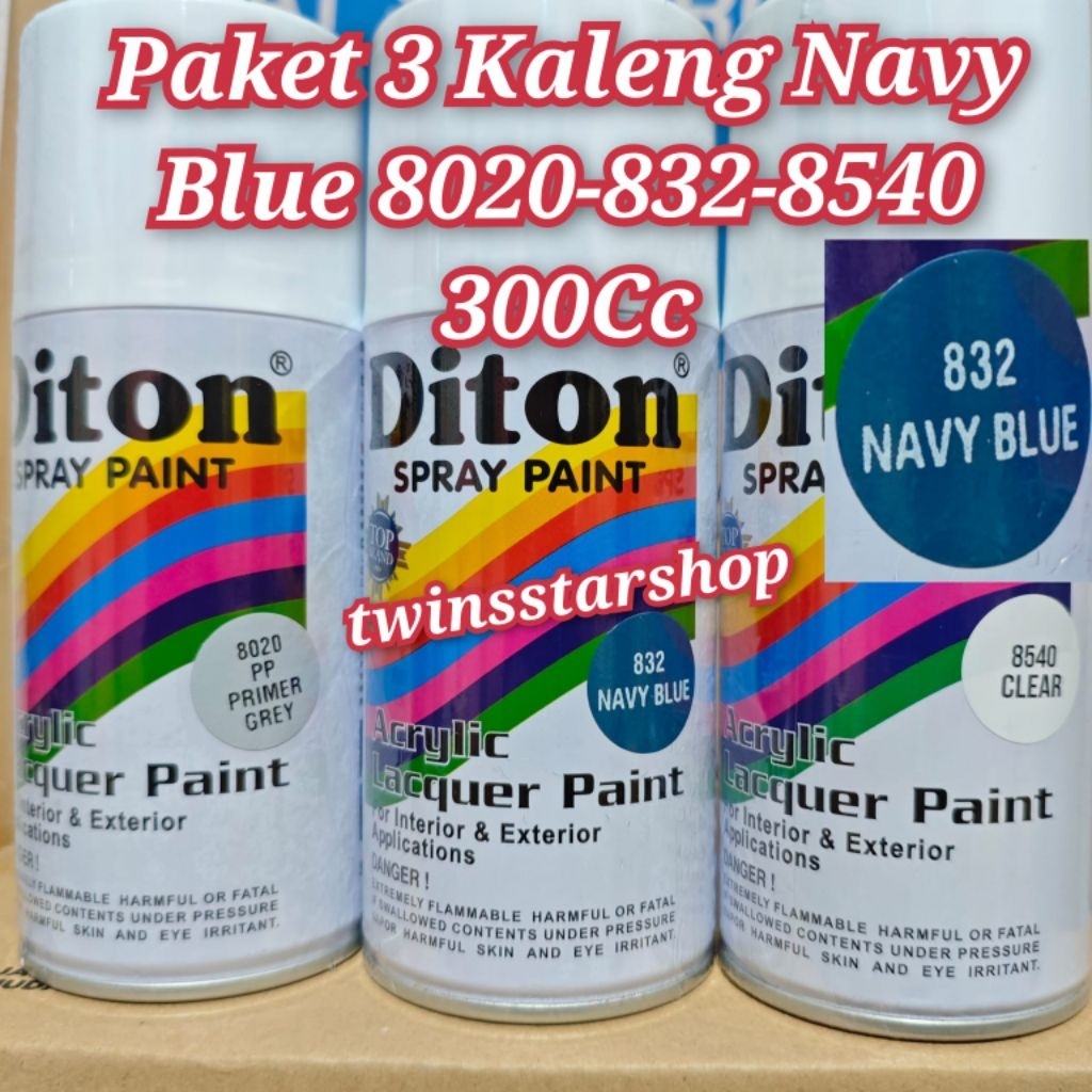 Pilok Pylox Cat Diton Paket 3 Kaleng Biru Navy Blue 832 Epoxy Primer Grey 8020 Clear 8540 300Cc