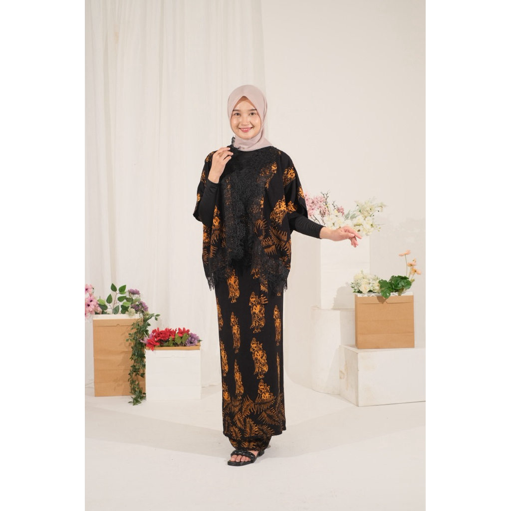 Setelan Wanita Batik Cap Arimbi Wayang Daun