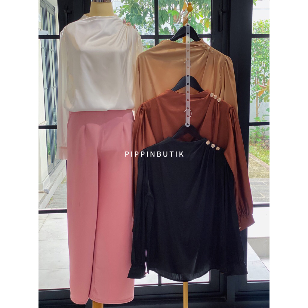 Blouse Wanita-Bahan Satin slik-Baju Kerja