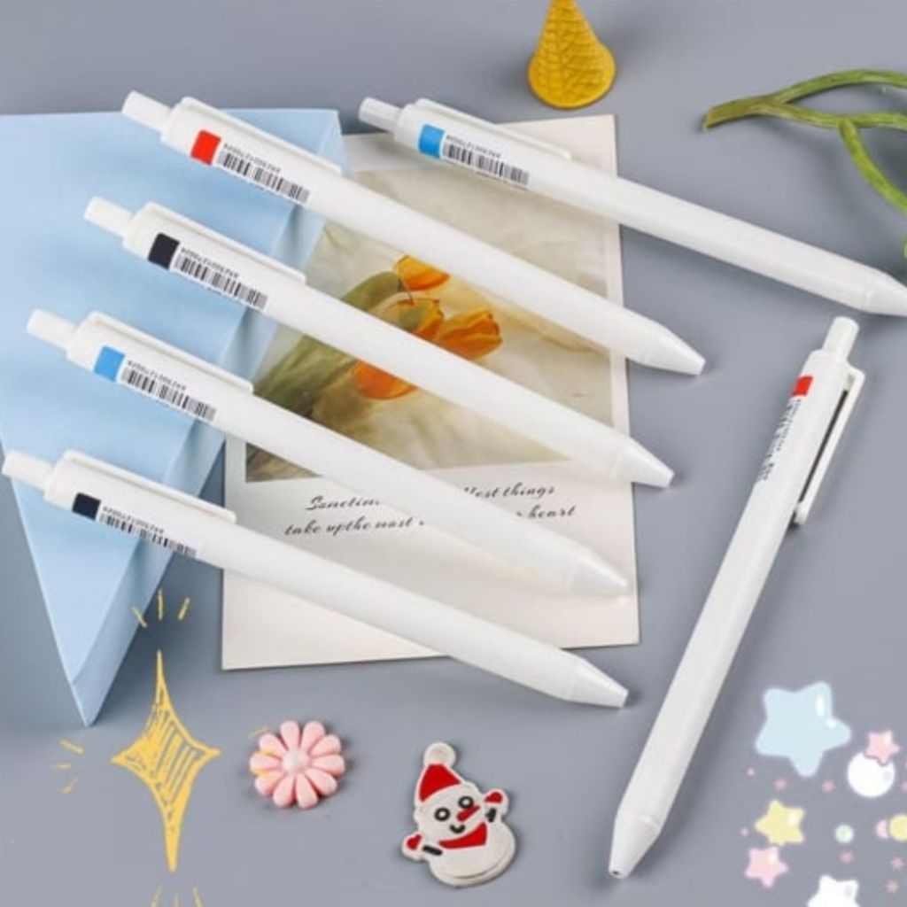 

Pena Gel 0.5mm Pulpen Warna Tinta Hitam Biru Pena Cetekan Polos Putih Alat Tulis Sekolah Kantor Pen Warna Putih Bolpoint Polos S144