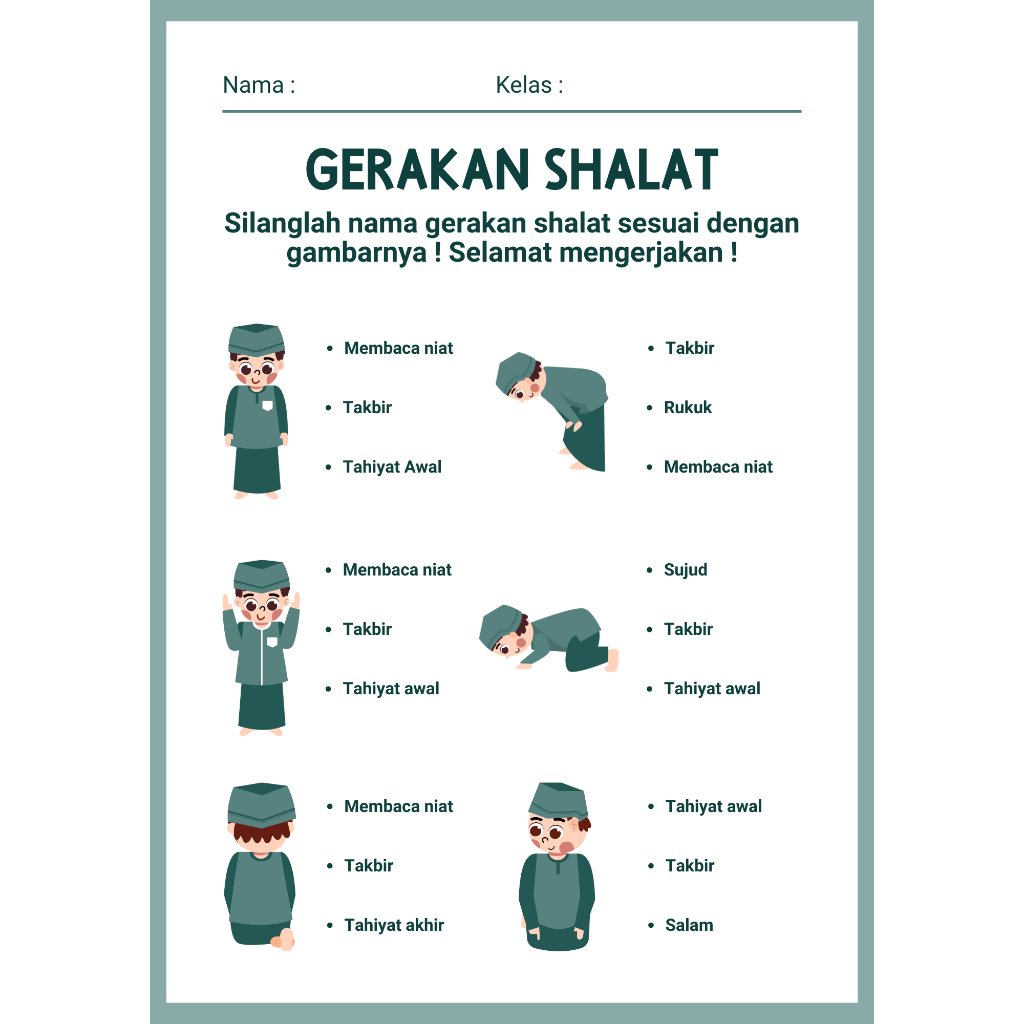 Cetak Poster Gerakan Sholat Model Cream