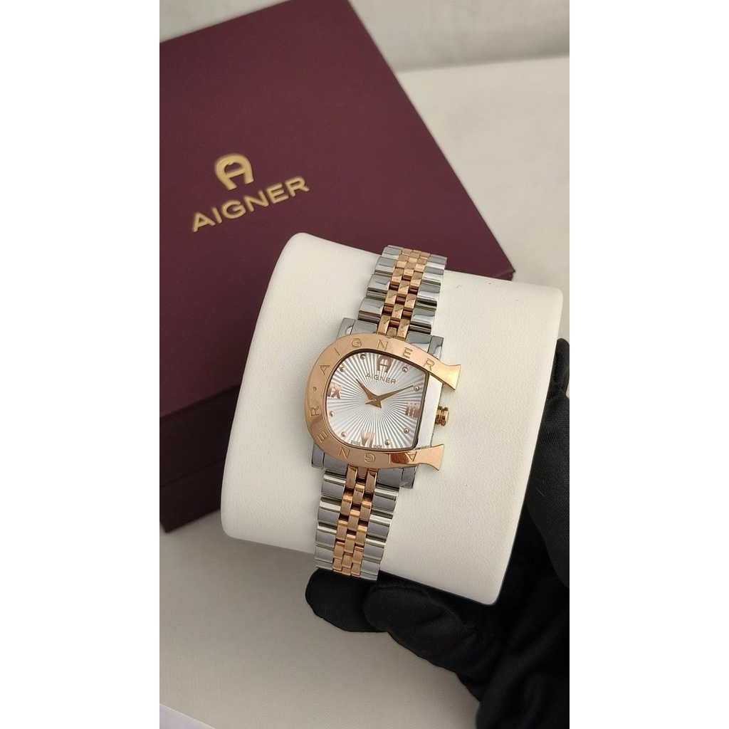 BNIB AIGNER MASSA MENO SILVER/GOLD AGW272002 (D : 2,9 x 3,1 cm)