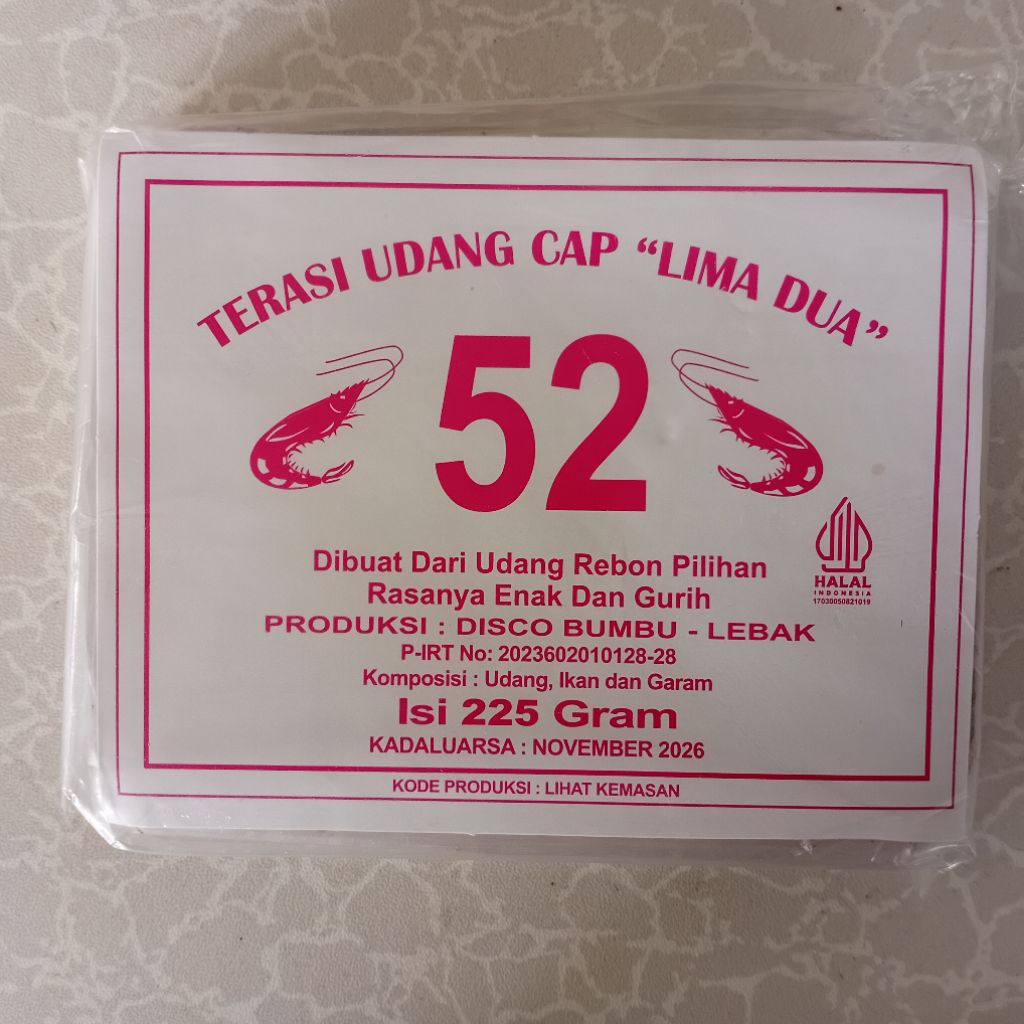 

Red Shrimp Paste Cap 52 Lima Dua 225 gr Terasi Udang Cap 52