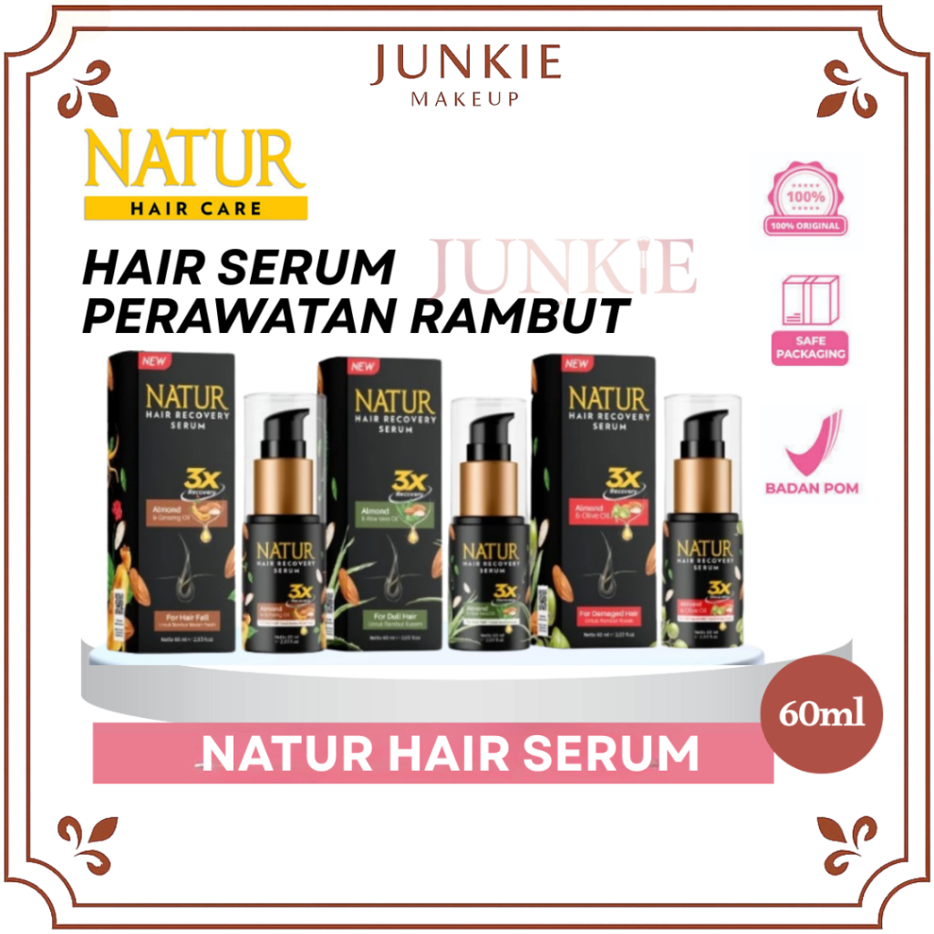 [COD] Hair Serum Rambut Rontok & Kering Hair Treatment - NATUR Hair Recovery Serum 60ml For Dull Dam