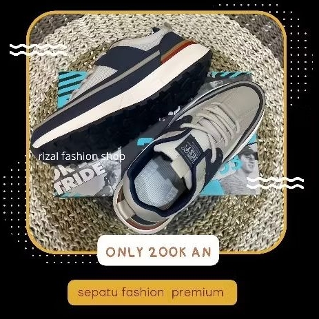 Ecco~sepatu fashion brand Ecco premium original 100% navy combinasi grey