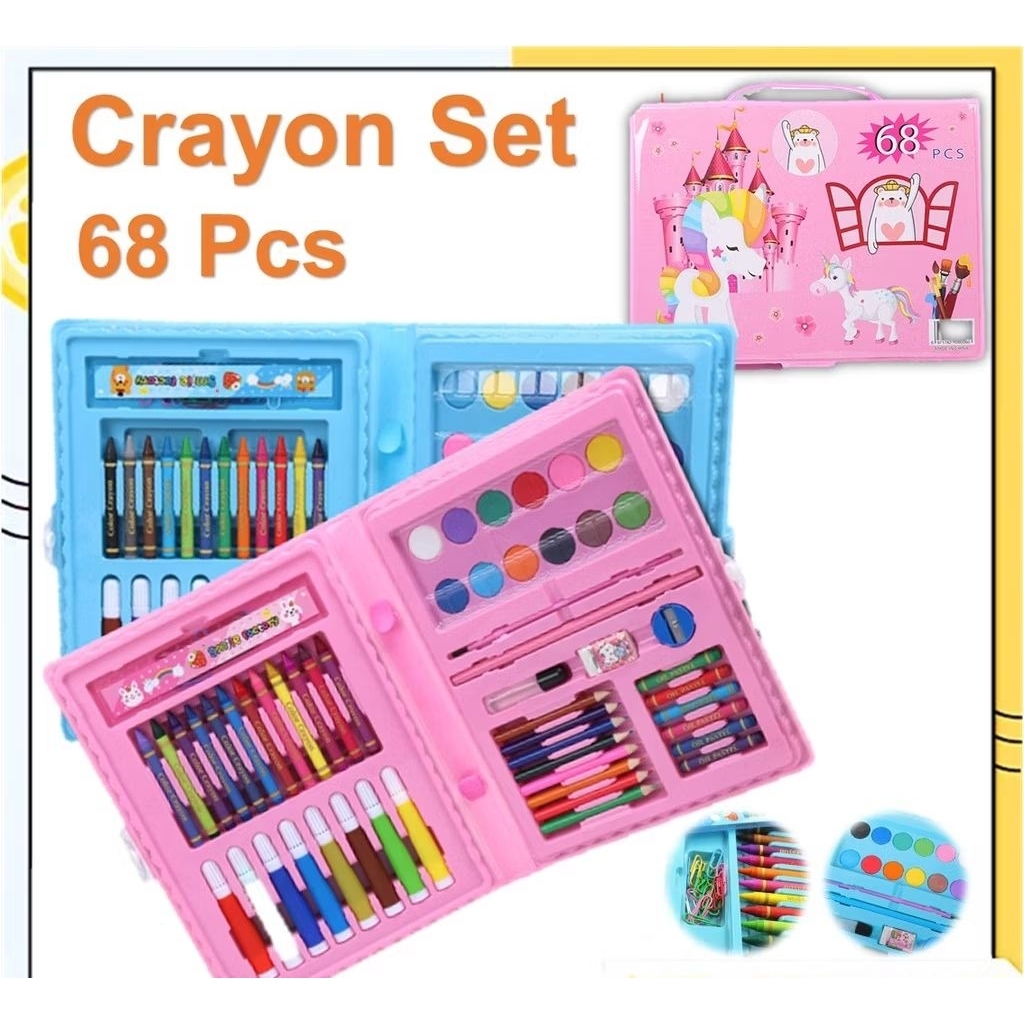

Drawing Set 68Pcs Oil Pastel Crayon 68 IN 1 Set Krayon Mewarnai dan Melukis Lengkap dengan Cat Air Alat Mewarnai Anak Anak Bentuk Koper