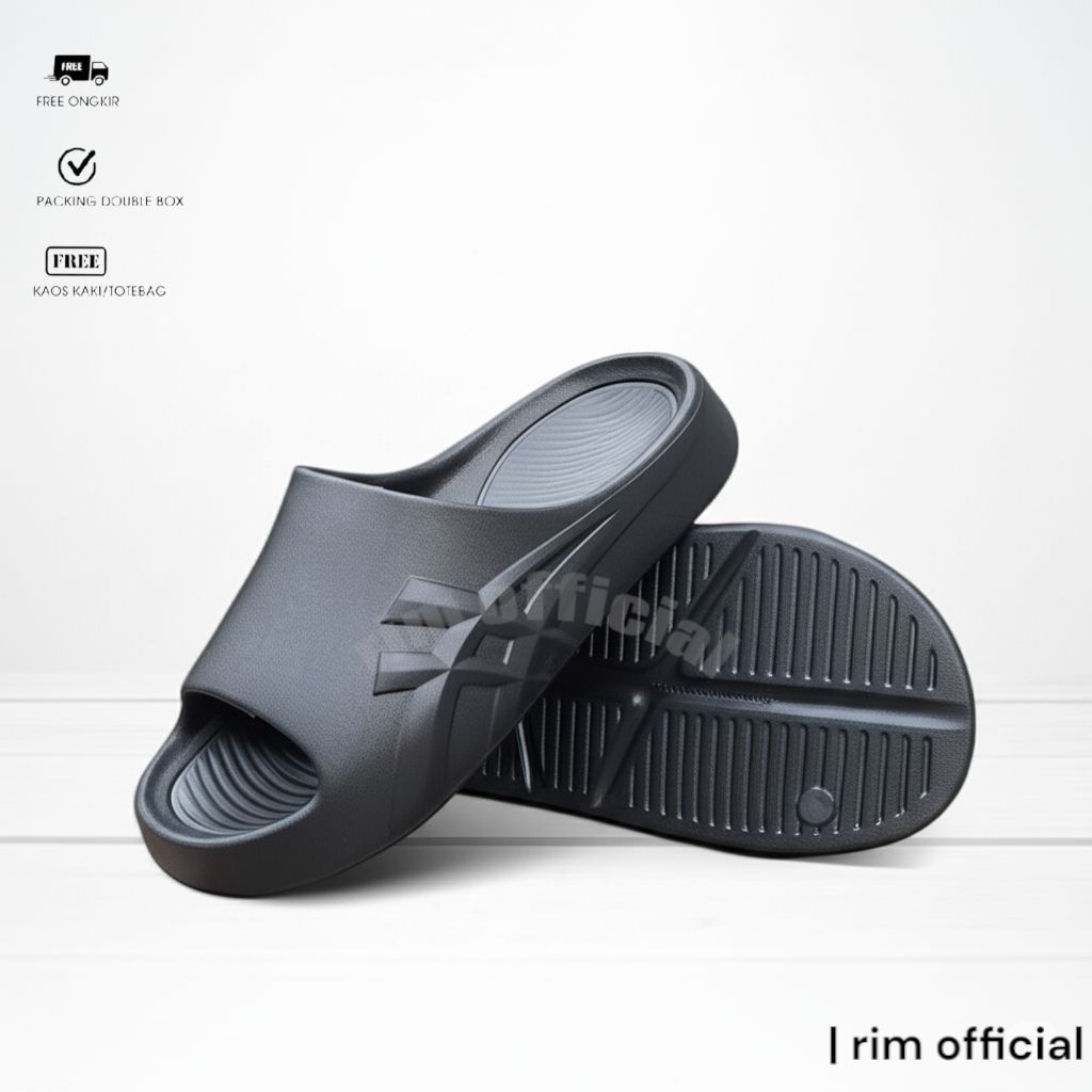 rim // sandal pria slop // sandal karet pria // sandal pria slop hitam polos