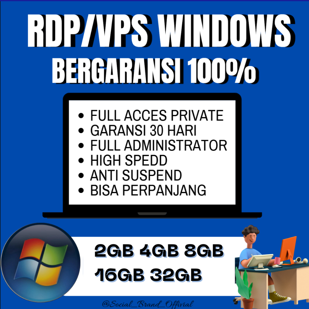 RDP VPS Ram 2GB 4GB 8GB 16 GB 32GB Berkualitas Aktif 1 Bulan Full Garansi
