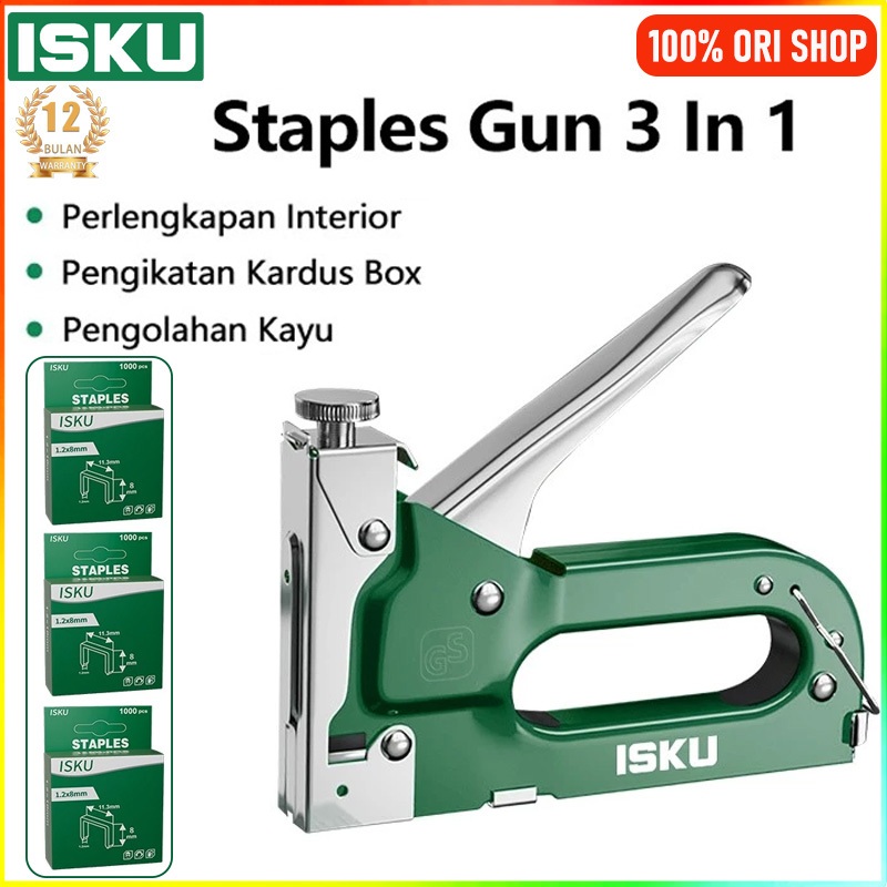 

[COD 100% ORI]ISKU Staples Gun Staples Tembak Jok Motor/Staples Stapler Tembak 3 In 1/Metal Tacker Professional Bisa 3 Jenis Staples