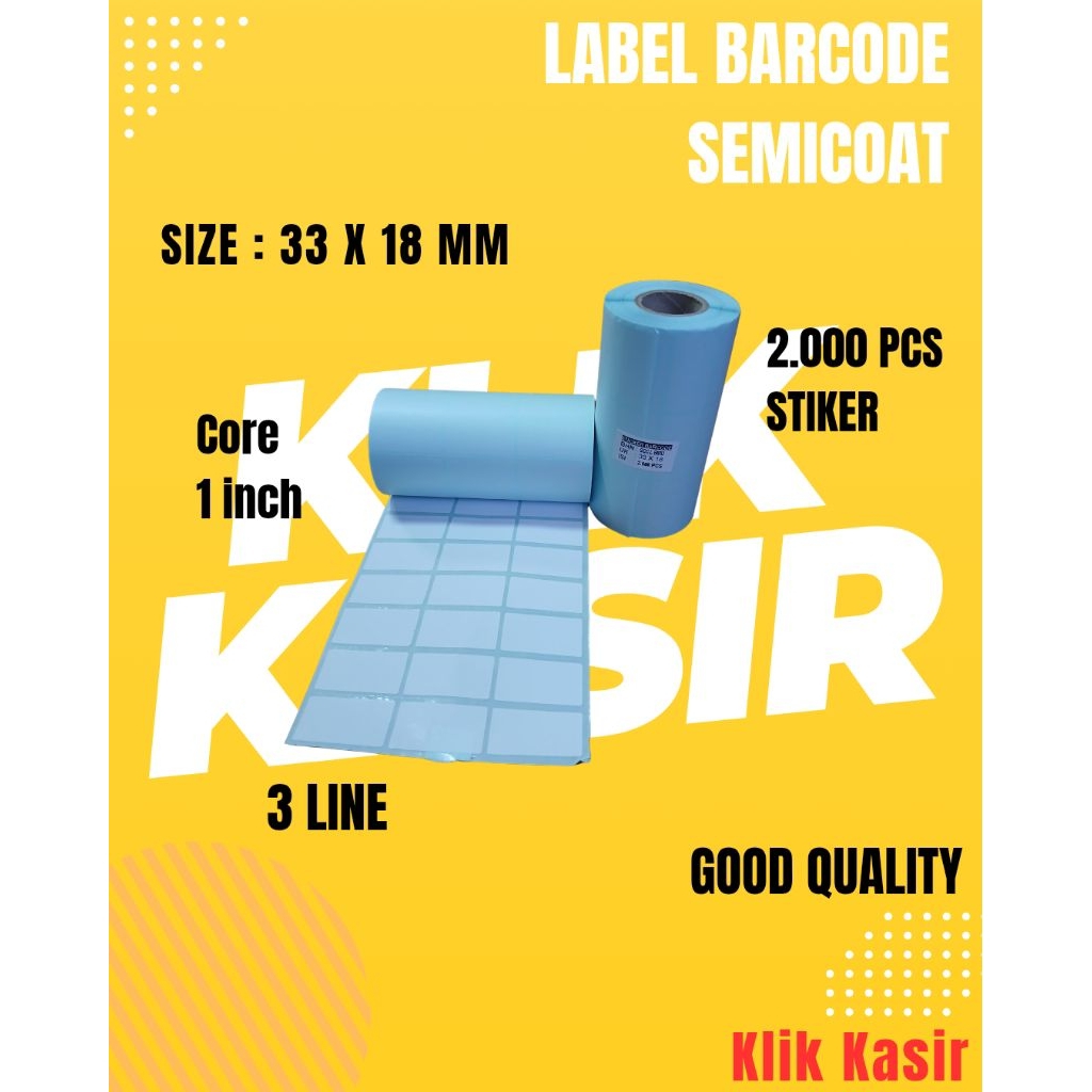 

Label Barcode semicoat uk. 33 x 18 3 line / Stricker barcode harga / Label sticker