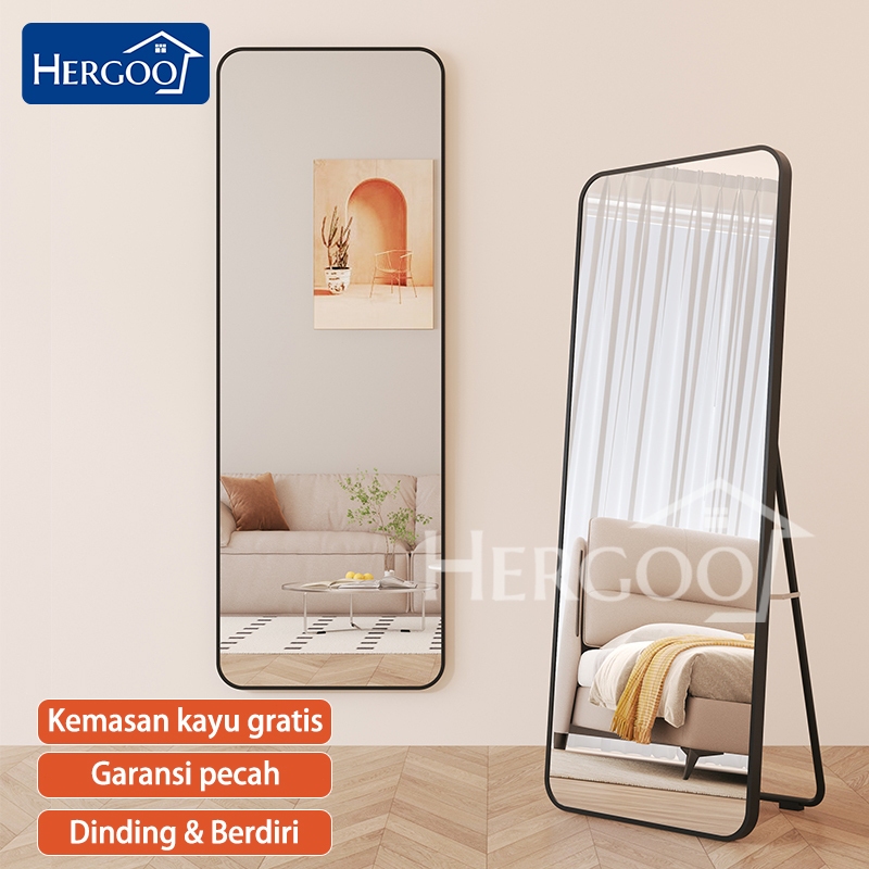 [Upgrade-Kemasan kayu] Standing mirror 160 X 50 CM Cermin Berdiri & Dinding Standing Cermin full bod