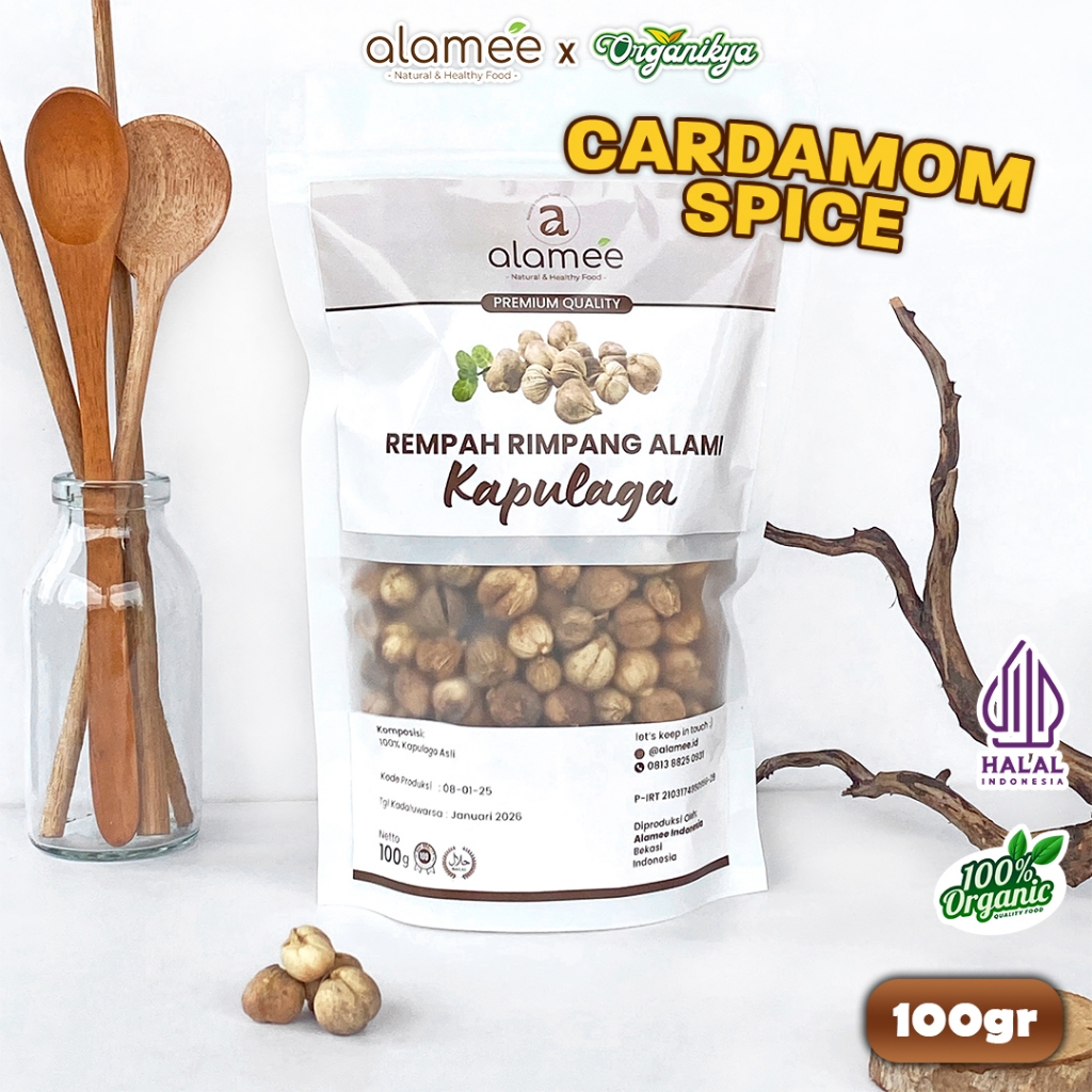 

ALAMEE Kapulaga Kering Lokal Cardamom Kapolaga Kapol Rempah Organik Bumbu Seasoning 100gr organikya