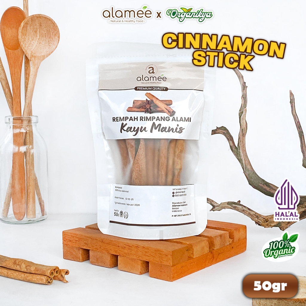 

ALAMEE Kayu Manis Batang Cinnamon Stick Rempah Rimpang Organik Alami Dapur Seasoning 50g organikya