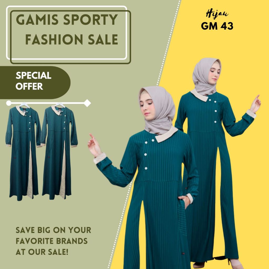 DRESS BAJU GAMIS REMAJA WANITA RAHNEM GM 43 HIJAU FRESH & SPORTY