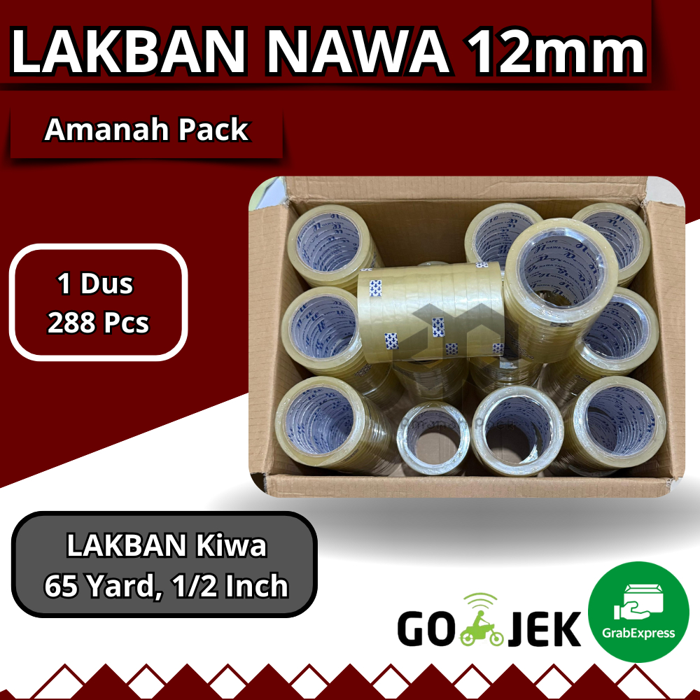

LAKBAN NAWA TAPE 12MMX65YARD ( 1 DUS isi 288 Roll ) PALING MURAH BERKUALITAS