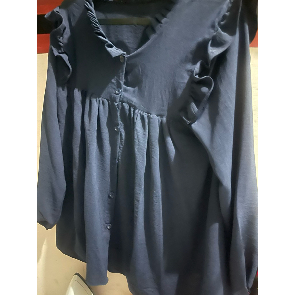 zahira blouse - atasan wanita crinkle - preloved