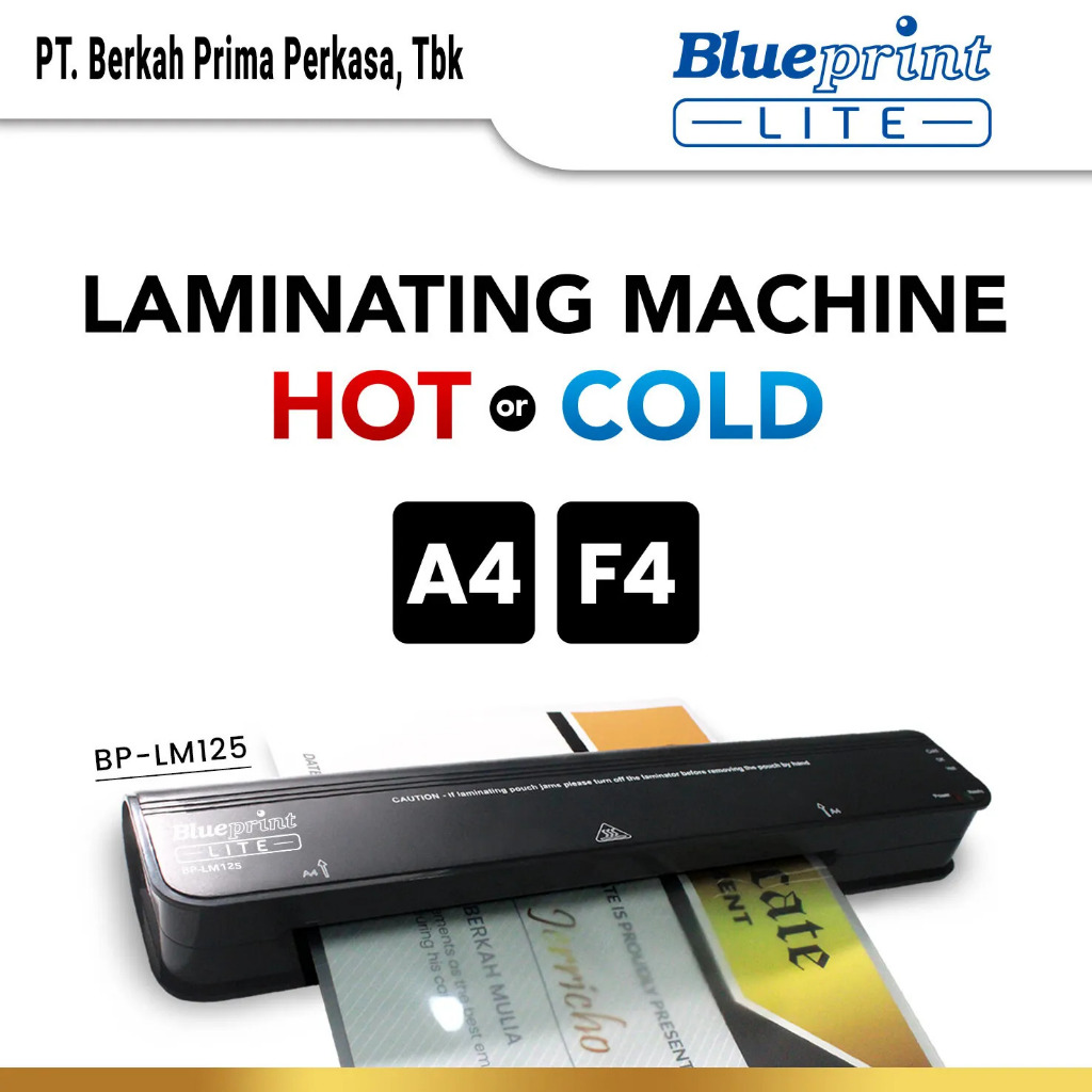 Mesin Laminating BLUEPRINT LM125A Hot and Cold Laminating Machine A4 F4 / Mesin Laminating F4