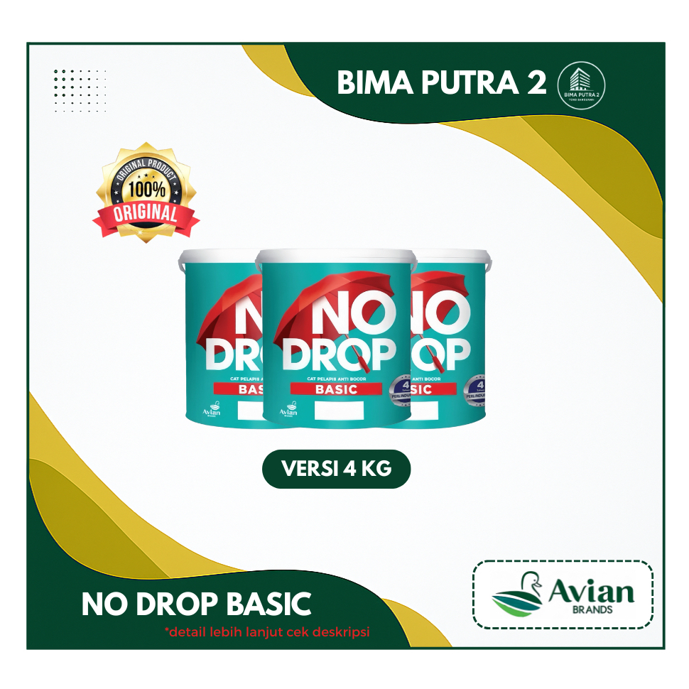 CAT TEMBOK NO DROP BASIC | 4 KG CAT PELAPIS ANTI BOCOR NO DROP