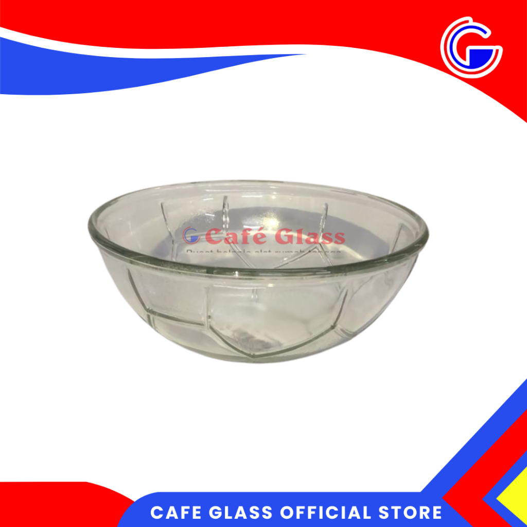 MANGKOK KACA 13 CM ISI 12 PCS I MANGKOK KACA LUSINAN I MANGKOK KACA BENING MOTIF BOLA I MANGKOK MAKA