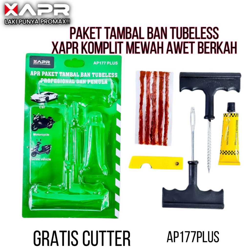 APR PAKET TAMBAL BAN TUBELESS ALAT TAMBAL BAN MOBIL MOTOR + PEMOTONG AP177+