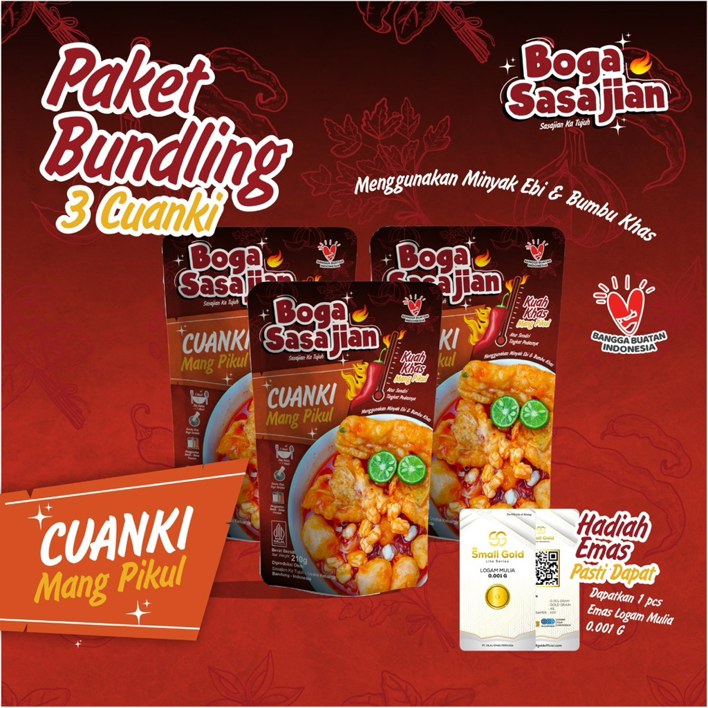 

PAKET BUNDLING 3 CUANKI MANG PIKUL BOGA SASAJIAN || HADIAH PASTI DAPAT 1 EMAS LOGAM MULIA 0.001 G
