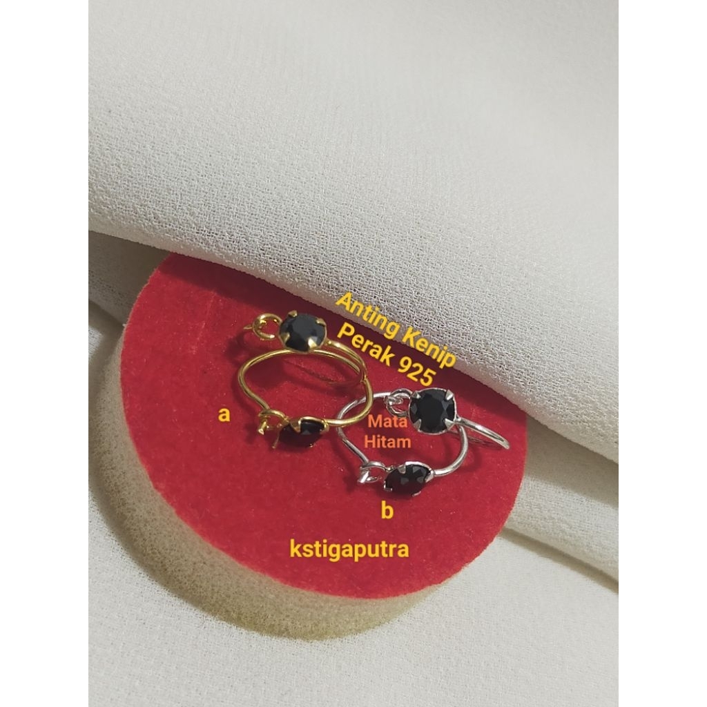 Anting Kenip Bayi&anak Mata Hitam Perak 925