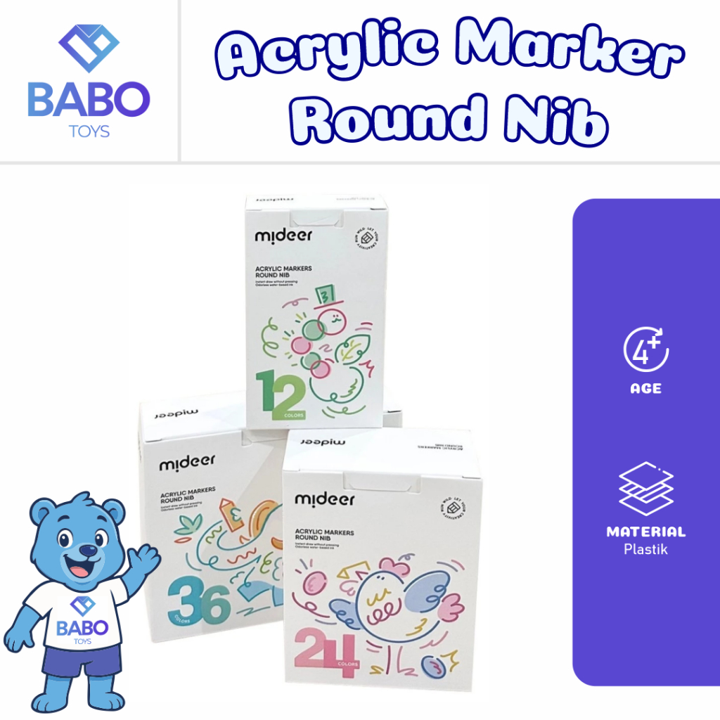

MIdeer Acrylic Marker Ultra Round Nib Paint Marker 6-60 Warna Permanen DIY Pen Kelir Akrilik Stationery Set Menggambar