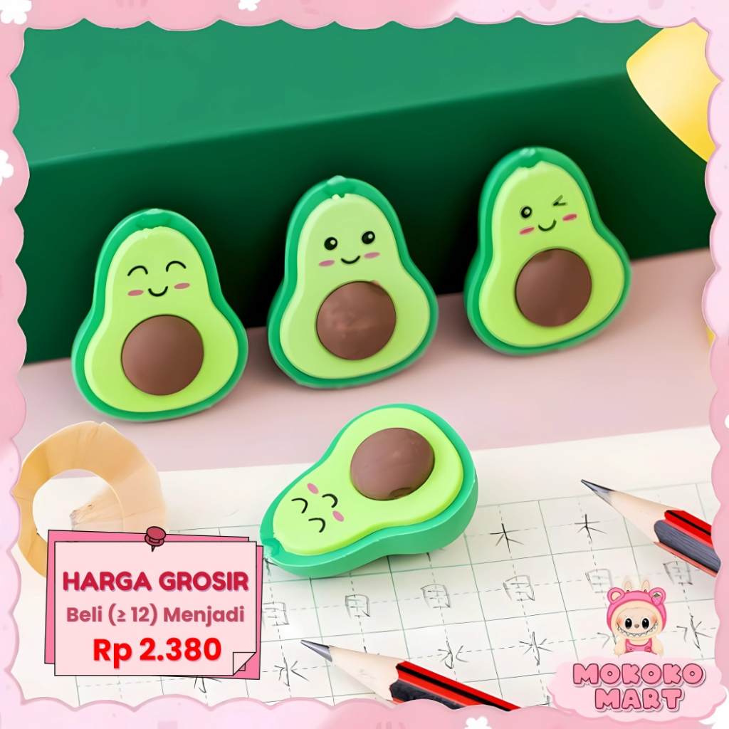 

MM Penghapus Pensil Karakter Avocado Eraser Penghapus Lucu Alat Tulis Lucu Bahan Berkualitas LG-59