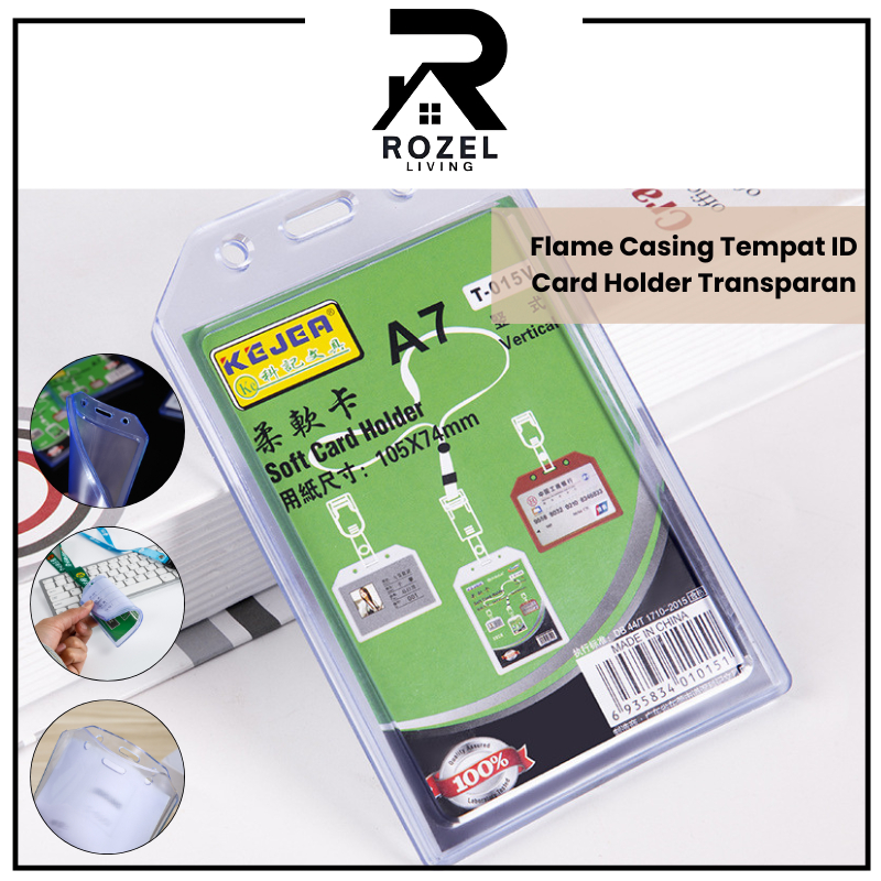 

ROZEL Flame Casing Tempat ID Card Holder Transparan / Tempat ID Karet Casing Karet Bening Kartu